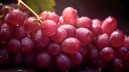 Delicious and refreshing grapes on the vine, beautiful grapes on the vine at sunset