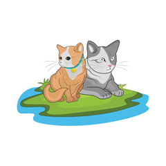 two cats illustration