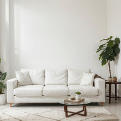 modern living room interior design with white sofa