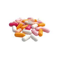 Pills alone isolated on transparent background