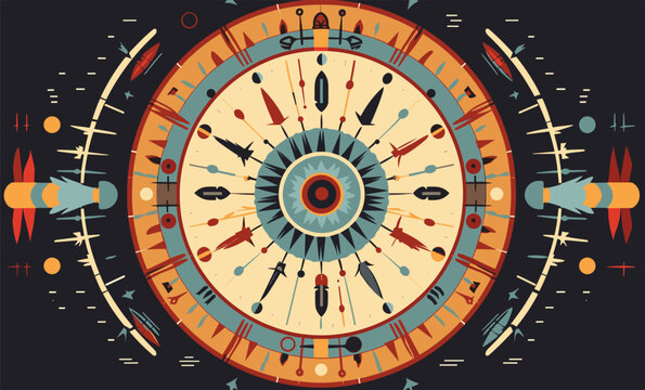 Native American Medicine Wheel vector flat isolated vector style illustration