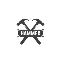 Vintage retro hipster cross hammer.  logo Carpentry tools silhouette icons
