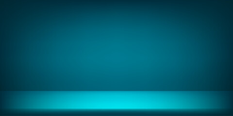 Empty blue dark room. Blue and Black studio room background. Clean design for displaying product. Space for selling products on the website. Vector illustration.