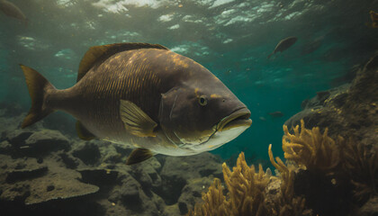 Coral reef and fishes underwater.