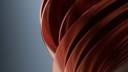 Copper Metal Texture Wavy Curtain Unified Dark Atmosphere Elegant Modern 3D Rendering Abstract Background