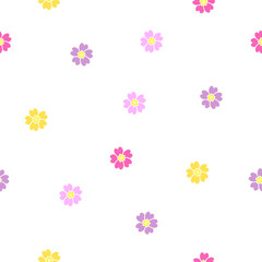 Primula. Colorful Primroses. Primula vulgaris. Seamless pattern.