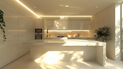 Modern kitchen interior. AI generated art illustration.