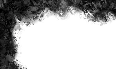 Black watercolor background and brush strokes. The effect of painting with watercolor