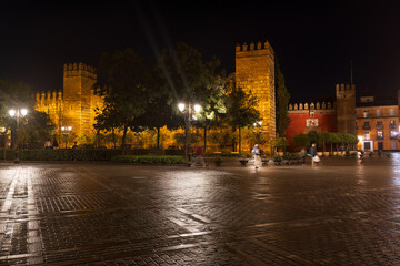 Royal Alcazar and Plaza del Triunfo In Seville, Spain