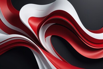 White and red wavy on a black background, horizontal composition