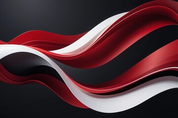 White and red wavy on a black background, horizontal composition