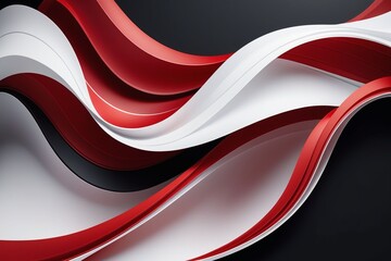 White and red wavy on a black background, horizontal composition