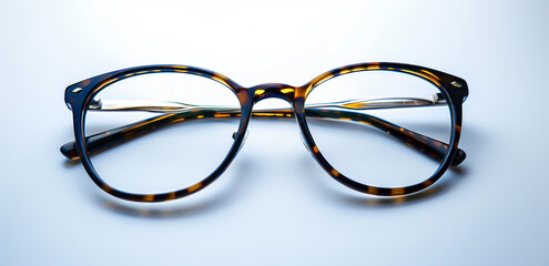 Glasses frame for people with poor eyesight. Neutral background place for advertising.