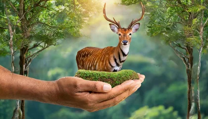 Foto op Plexiglas deer in the forest © Zaheer