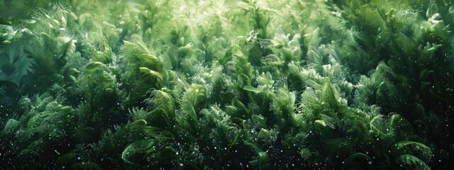 Fototapeta na wymiar Sea green seaweed texture, background. Generative AI