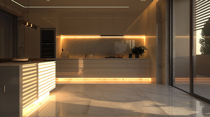 Modern kitchen interior. AI generated art illustration.