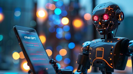 robot cyborg in a futuristic surrounding
