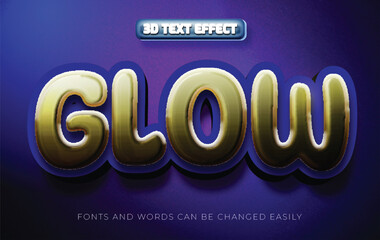 Glow golden 3d editable text effect style