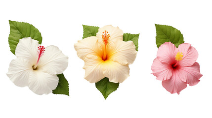 Hibiscus Vine Collection: Lush Botanical Illustrations in 3D Digital Art, Isolated with Transparent Backgrounds for Graphic Design and Decoration.