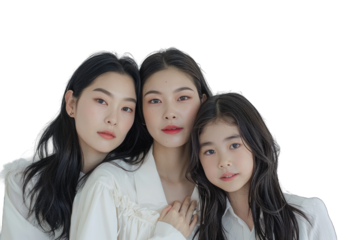  Family Bonding - Asian Sisters in White Blouses Transparent PNG