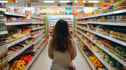 Fototapeta premium Grocery Grace: Shopping for Essentials with Style