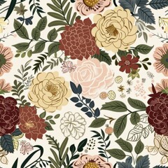 Vintage Floral Pattern for Fabric and Wallpaper
