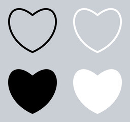 Set of Heart icon. Love icon sign symbol in trendy flat style. Heart vector icon illustration isolated on gray background
