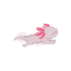 Playful axolotl in pastels. Vector illustration