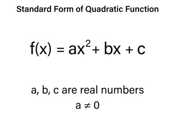 Standard Form of a Quadratic Function on the white background. Education.  Science. Vector illustration.