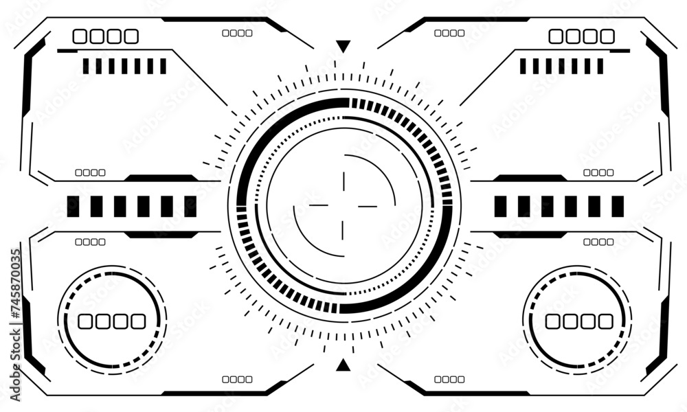 Aufkleber hud sci-fi interface screen view black circular geometric design virtual reality futuristic technolo