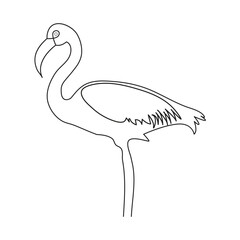 Continuous one line drawing of Flamingo.outline Vector illustration design.