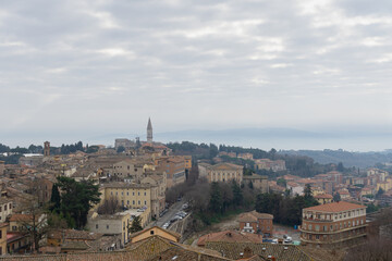Obraz premium Panoramic view of Perugia historical center, Umbria, Italy.