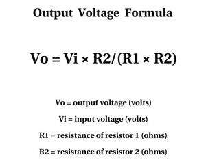 Output Voltage Formula on the white background. Education.  Science. Vector illustration.