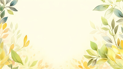 Green leaves watercolor copy space, green leaves with space for text