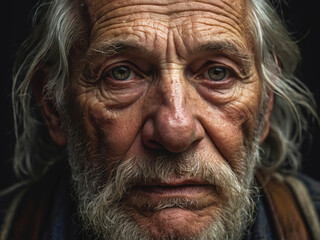 Portrait of an old wise man craftsman