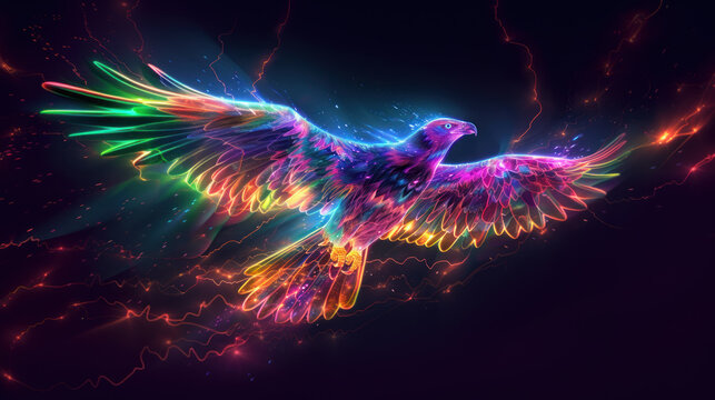 Magical eagle in flight, symbol of power and freedom