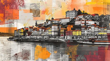 Fototapeta premium Porto's Ribeira Essence and Vibrancy Collage