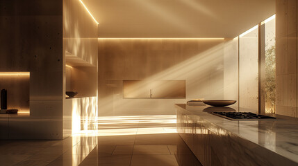 Obraz premium Modern kitchen interior. AI generated art illustration.