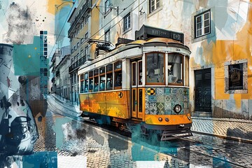 Lisbon Tram and Azulejos Inspired Collage

 - obrazy, fototapety, plakaty
