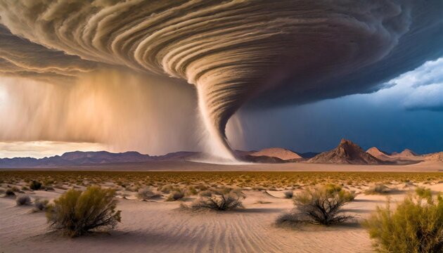 Generated image of tornado in the desert