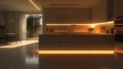 Modern kitchen interior. AI generated art illustration.