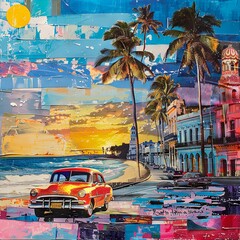 Fototapeta na wymiar Cuban Spirit: History, Rhythms, and Beaches Collage