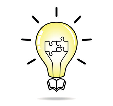 Vector light bulb. Concept of innovation in education.