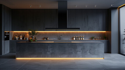 Modern kitchen interior. AI generated art illustration.