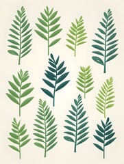 Minimalistic fern leaves 