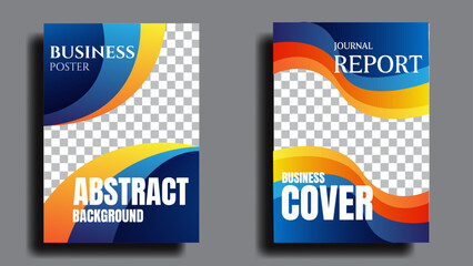 business corporate cover or poster template with abstract background in orange and blue color. vector illustration
