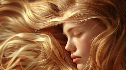 Capture the beauty of long hair illuminated by the golden hour, showcasing natural textures and hues