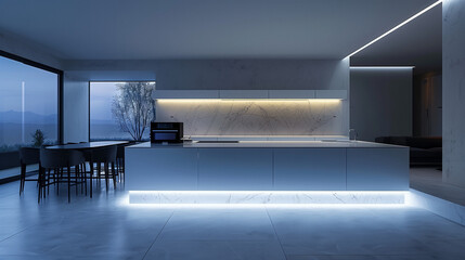 Modern kitchen interior. AI generated art illustration.