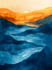 Amanecer en Montañas Azules - obrazy, fototapety, plakaty