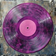  Vintage purple vinyl record spinning nostalgic and rhythmic